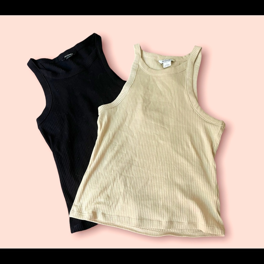 Two never worn black and khaki tank tops. Size small. From ASOS.